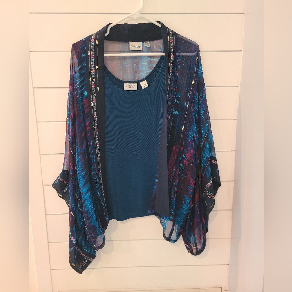 Chico's Kimono Jacket Silk With Tank